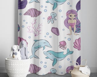 Mermaids girl room curtain, Adventure theme, Nursery Curtains, Window Curtains, Ocean Curtains, Nautical Nursery Decor
