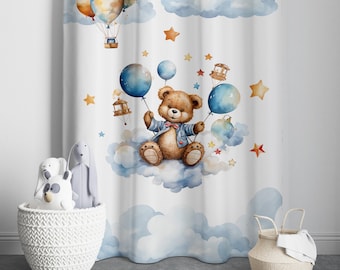 Teddy Bear Nursery Curtains: Baby Boy Room Decor, Light Suede