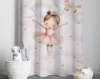 Ballerina Princess Curtain, Rainbow Curtains, Kids Bedroom Curtains, Window Curtains, Nursery Curtains, Gift for Baby, Girls Room Curtains