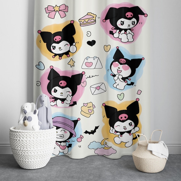 Cortina Kuromi para habitación infantil, para niñas, para bebé, para ventana, para guardería, decorativa