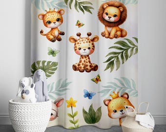 Safari Animals Curtain,Baby Boy Room Curtains, Nursery Curtains, Window Curtains, Printed Curtains, Personalized Curtains