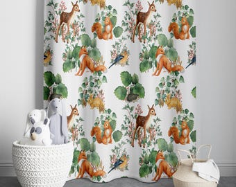 Safari Animals Curtain, Baby Forest Animals Baby Girl Room Curtain ,Nursery Curtains Window Curtains