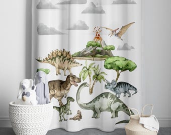 Dinosaur Baby Boy Room Curtains, Dinosaur Print Curtains For The Nursery, Nursery Curtains,  Window Curtains, Dinosaur Kids Room Curtains