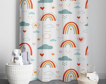 Rainbow Nursery Curtains, Window Curtains, Rainbow Patterned Drapes For Children Room, Rainbow Decor Curtains For Nursery