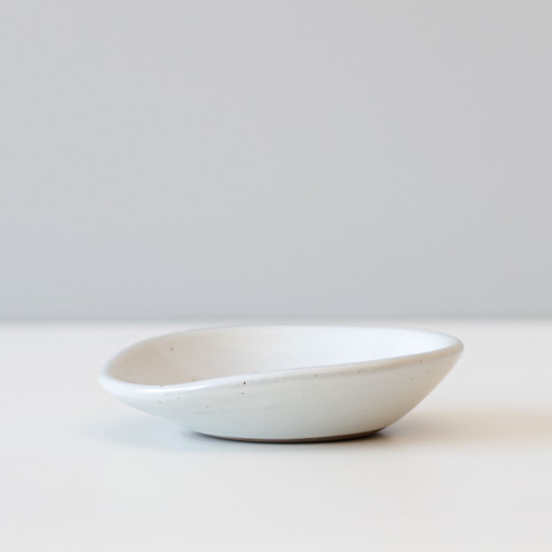 Spoon Rest White Ceramic Spoon Rest Ceramics Pottery Spoon Dish image 1