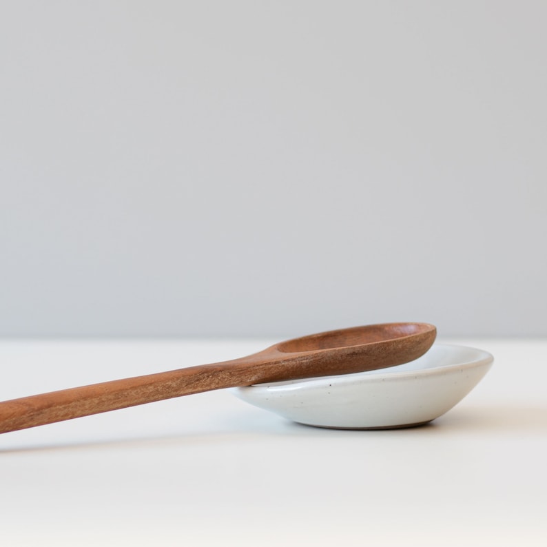 Spoon Rest - White Ceramic Spoon Rest - Ceramics - Pottery - Spoon Dish 