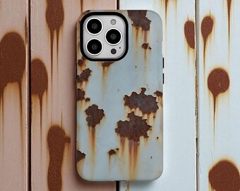 iPhone-hoesje met roesteffect: industriële grunge-metaallook, beschermhoes