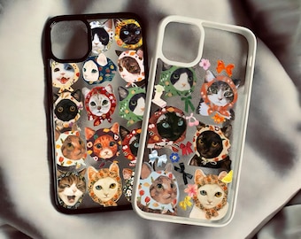 Clear iPhone Case: Colorful Cat Art, Protective Phone Cover