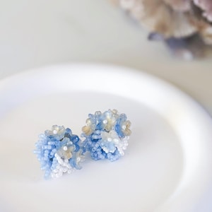 Handmade Unique Vintage-Inspired  Delicate Blue Floral Beaded Earrings, Gifts for her