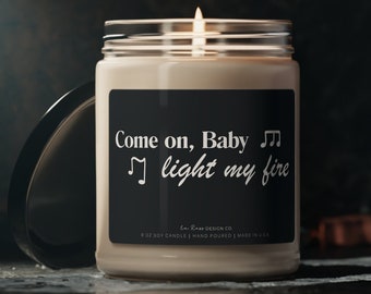 Music Jar Candle, Lyrical Candle, Music Home Decor, Gift for Musician, Rock Music Decor, Scented Jar Candle, Funny Gift, Light My Fire