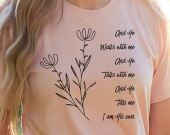 In The Garden Hymn T Shirt, Christian Faith Clothing, Jesus Shirt, Church Choir Shirt, Gift for Pastor Worship Leader Garden Flowers Worship