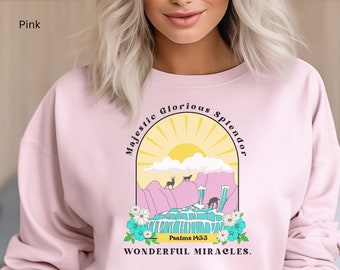 Psalms 145:5 Retro Miracles Sweatshirt, Majestic Outdoors Nature Shirt, Faith Sweatshirt, Christian Clothing, Inspirational Gift, Peaceful