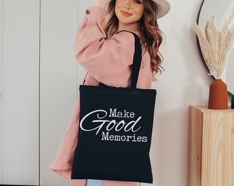 Make Good Memories Tote Bag, Inspirational Book Bag, Teacher Gift, Family Grandparent Mom Dad Gift, Aesthetic Tote Bag, School Lunch Bag
