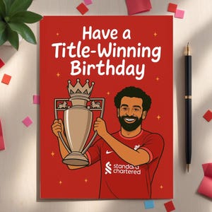 Carte d'anniversaire amusante pour les fans de football, thème de Mohamed Salah, carte de voeux humoristique inspirée du Liverpool FC, cadeau pour les amateurs de football hommes femmes