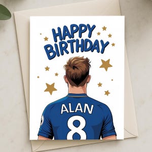 Biglietto di auguri di compleanno personalizzato per il Chelsea - Biglietto di auguri "Buon compleanno" con la silhouette del giocatore, regalo per i tifosi del Chelsea