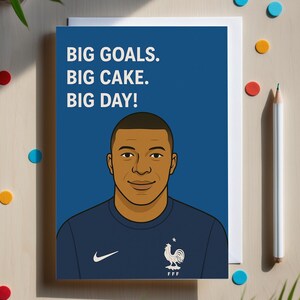 Carte d'anniversaire amusante de Kylian Mbappé pour les fans de football - Carte de voeux de star du football pour lui, cadeau d'anniversaire sportif unique pour adolescents ou hommes