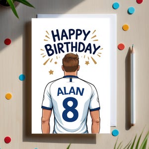 Tottenham-verjaardagskaart Gepersonaliseerde naam en nummer: aangepaste kaart 'Happy Birthday', cadeau voor Spurs-fans