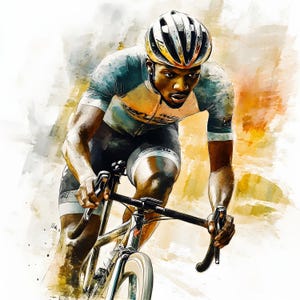 9 JPG Aquarell Clipart Schwarzer Radfahrer Clipart – Fahrrad Illustrationen, Afroamerikanische Biker Kunst, Sport Radfahren Clipart, Digitaler Download