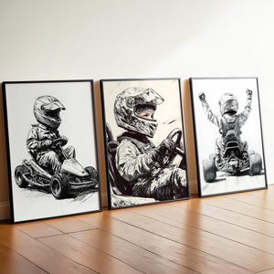キッズカートプリント 3 枚セット |デジタルダウンロード |ゴーカートポスター |子供部屋の壁の装飾 |高品質の保育園プリント |男の子の部屋の壁アート