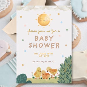 Editable Watercolor Baby Shower Invitation – A6 Art-Inspired Party Template – Canva & Printable