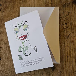 Handgetekend. Donker humoristisch, uniek, eigenzinnig, surrealistisch, onderscheidend. grappig, gek. A5. Je krijgt de foto