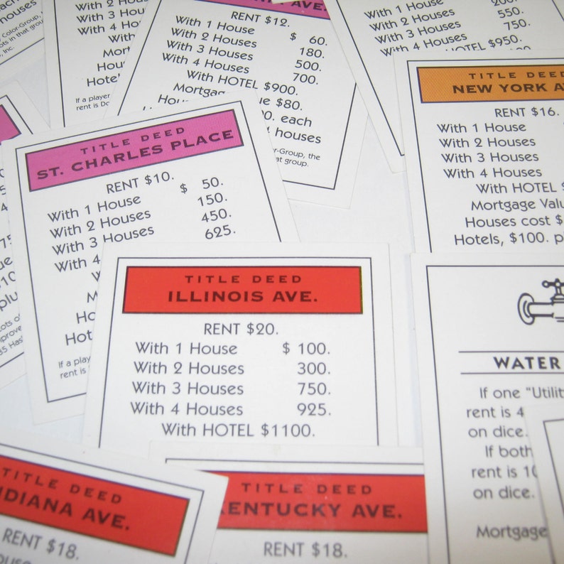 13 Paper Monopoly Residence Playing cards/Deeds for substitute, artwork media, marriage, activity decoration, sbook products, sport space, topic bash image about Monopoly Property Cards Printable referred to as 13 Paper Monopoly Household Playing cards/Deeds for substitute, artwork media, marriage, recreation decoration, sbook materials, video game space, topic get together