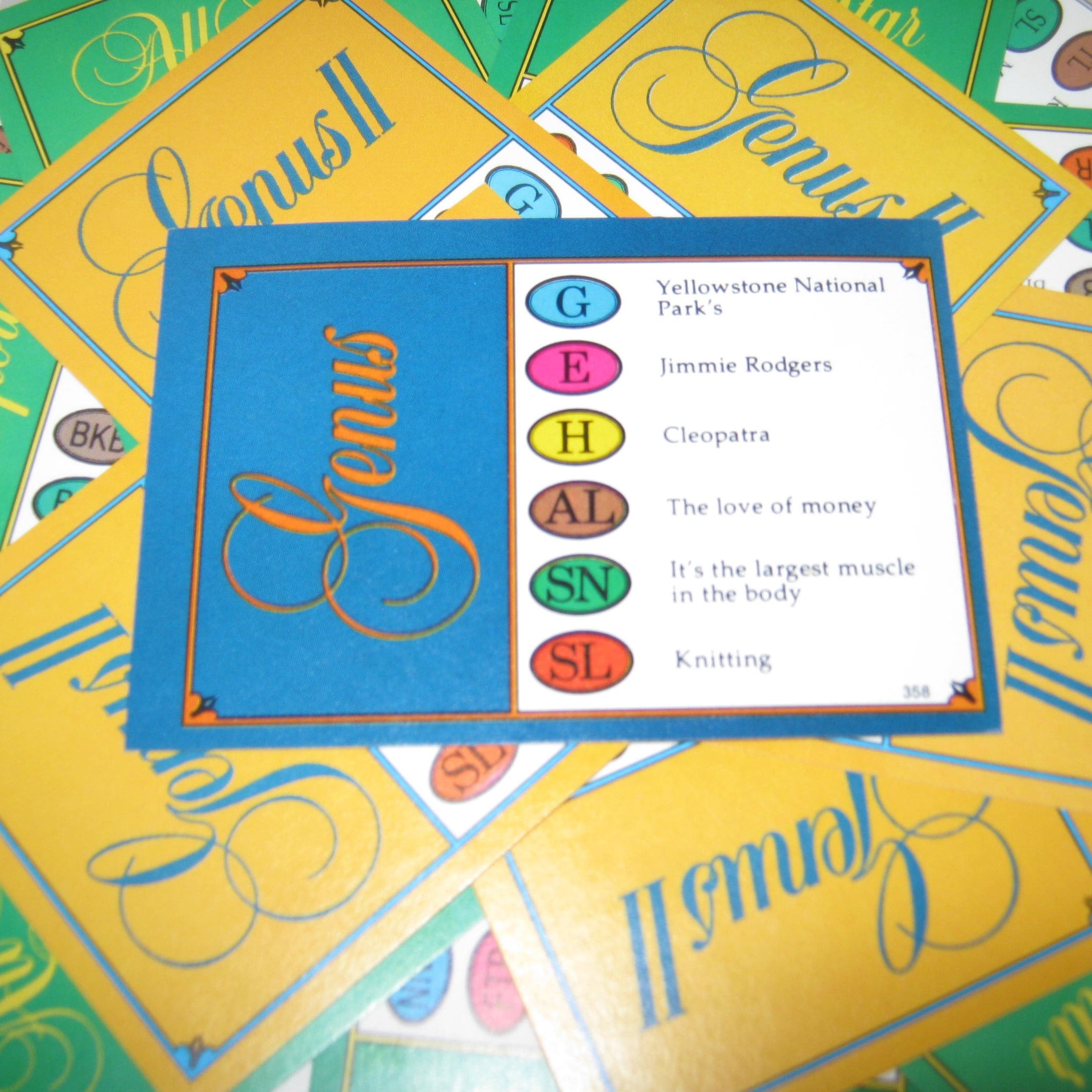 Additional Extra Cards Quiz Trivial Pursuit Family Game Genus Edition 