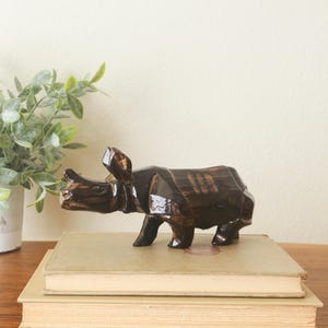 Hand-carved Wooden Rhinoceros Figurine