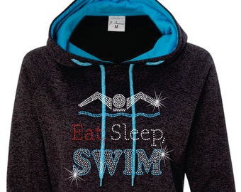 Eat Sleep Swim Swimming inspired Printed Hoodie