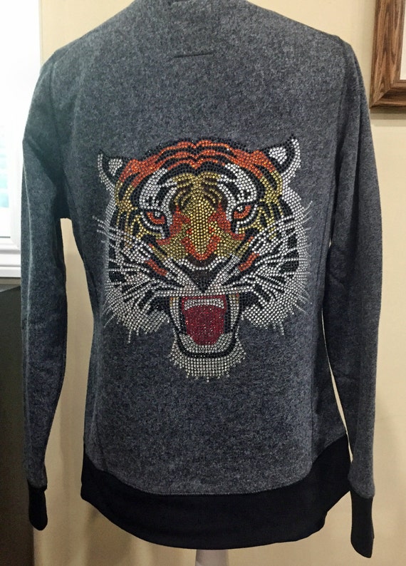 Rhinestone Tiger Baseball Jacket French 