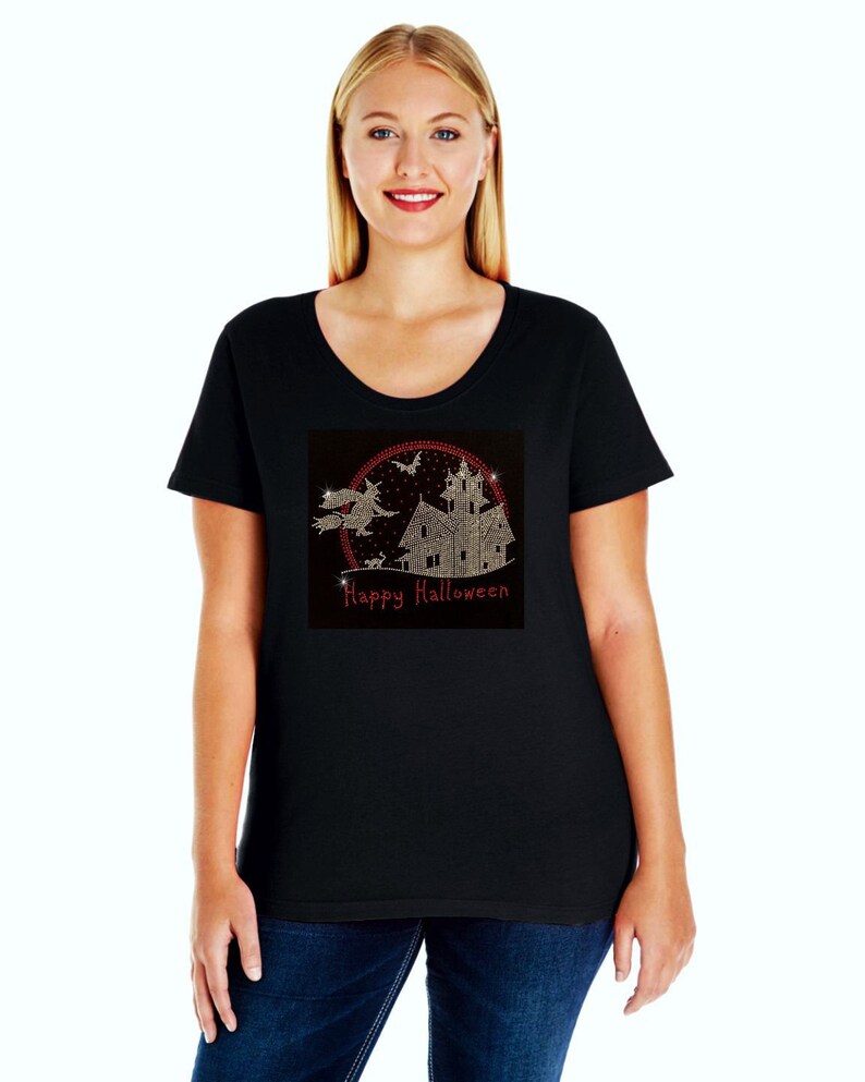Plus Size Rhinestone Shirt Womens Premium LAT Brand Halloween Etsy