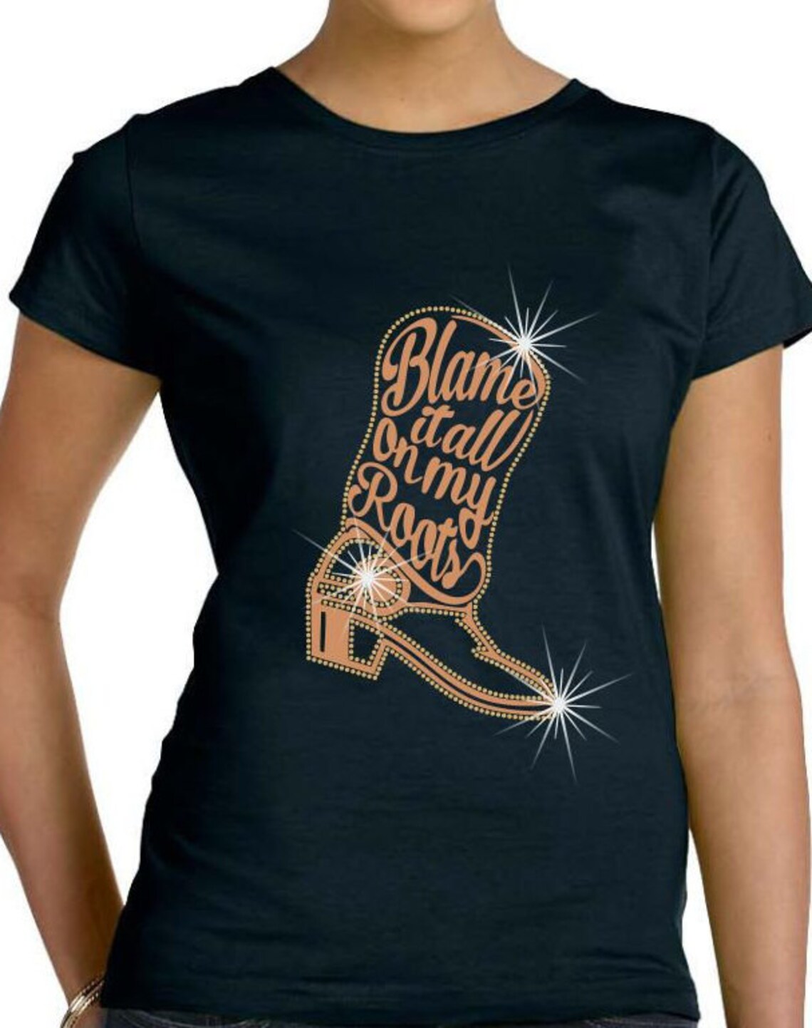 Cowboy Rhinestone Shirt Cowboy Boot Shirt Western Rhinestone Etsy