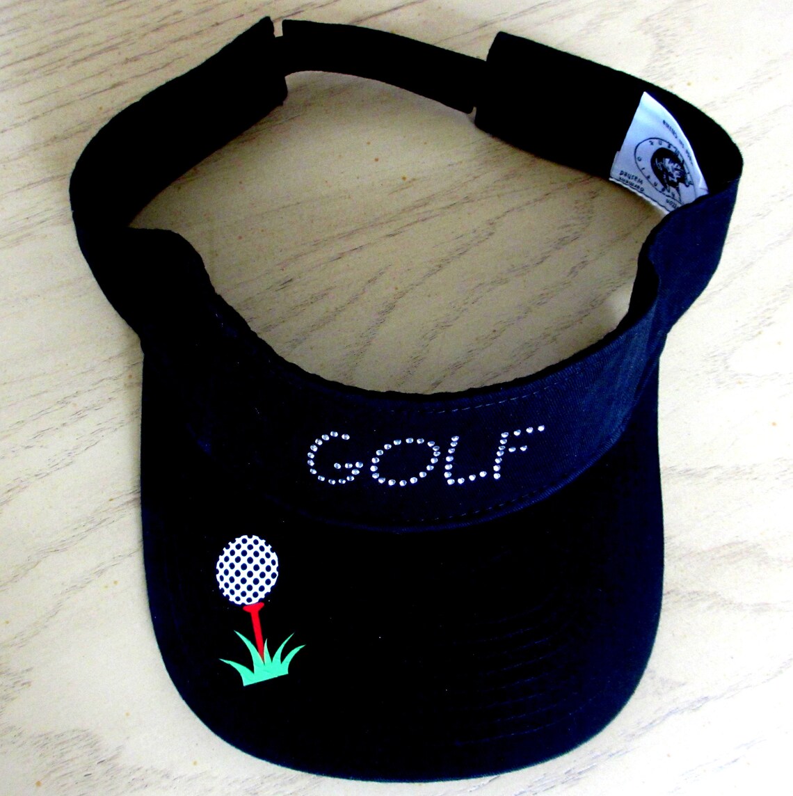 Rhinestone Visor Golf Visor Black Indigo Blue or Olive Green Etsy.de
