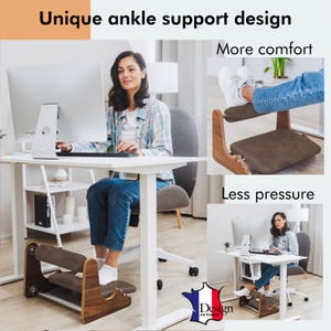 Elegant Wooden Design – Durable MDF base with natural wood finish, ideal for home and office setups.
✅ Premium Suede‑Covered Ankle Support – Padded with soft microfibre and a suede finish, this cushion reduces pressure and boosts seated comfort.