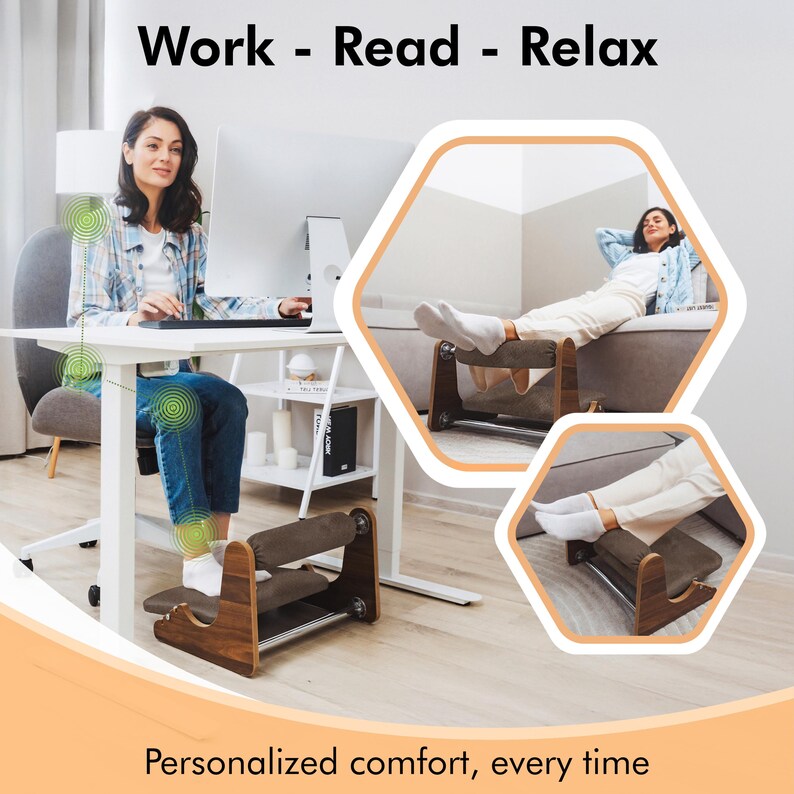 Elegant Wooden Design – Durable MDF base with natural wood finish, ideal for home and office setups.
✅ Premium Suede‑Covered Ankle Support – Padded with soft microfibre and a suede finish, this cushion reduces pressure and boosts seated comfort.