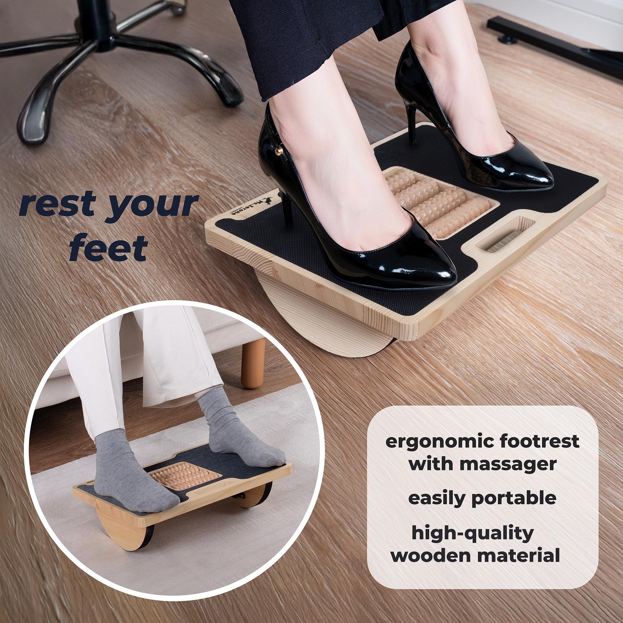 Ms.zerone® Ergonomic Reflexology Footrest in Wood | Wooden