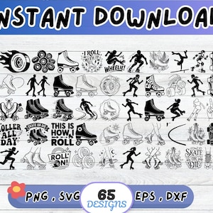 Roller Skate SVG Bundle, Quad Skates SVG, DXF Cut File for Cricut Silhouette | Sublimation png, Stencil, Wall Art, Paper Cut