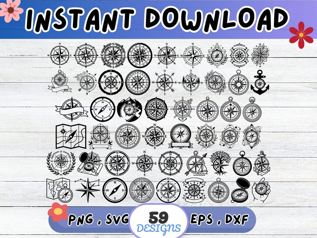 Compass SVG Bundle, Compass Cut File for Cricut Silhouette ...