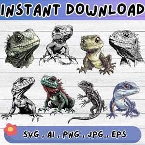 Lizard SVG Clipart Bundle: Vector Cut Files for Decals, Wall Art (Digital Download