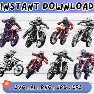 Motocross SVG Clipart Bundle: Decal, Wall Art, Sublimation (Digital Download