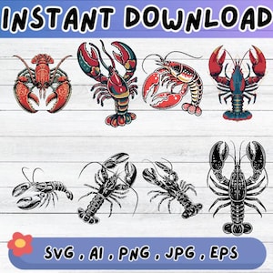 Lobster SVG bundle, Lobster Clipart Design, Cut Files For Decal, Sublimation Vector for Wall Art Decor, Png