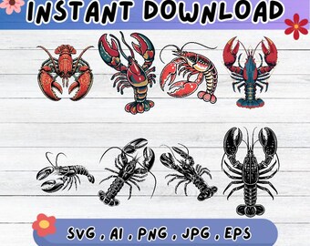 Lobster Multilayer SVG Bundle, Laser Cut File, Paper Cut for Cricut, CNC, Vector Art Sublimation Design
