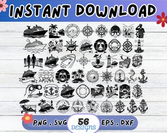 Pakiet Cruise SVG, plik Cruise Cut dla Cricut Silhouette | Sublimacja PNG, szablon, grafika ścienna, wycinanka
