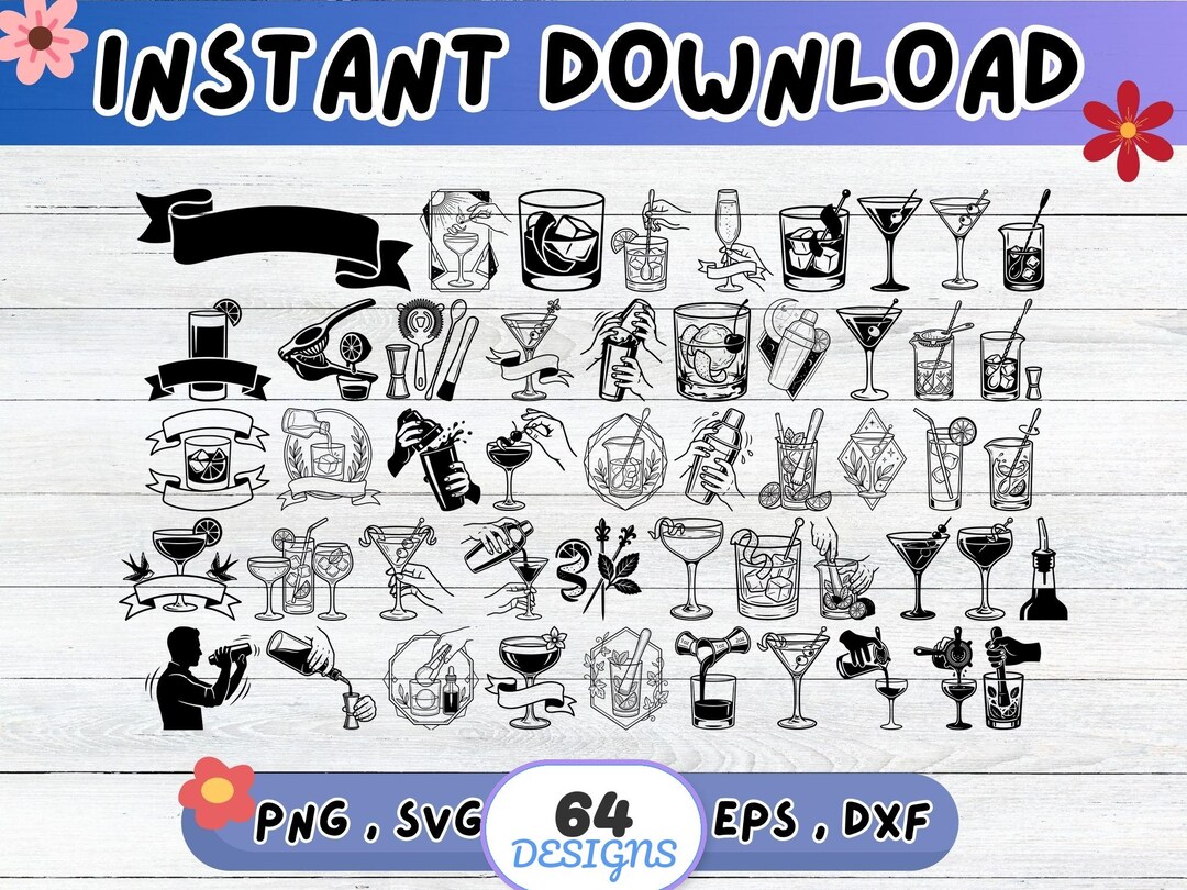 Cocktail SVG Bundle, Cocktail Cut File for Cricut Silhouette ...
