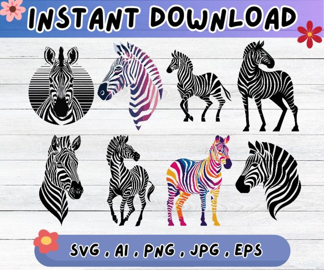 Zebra SVG Bundle, Zebra Clipart Design, Cut Files for Decal ...