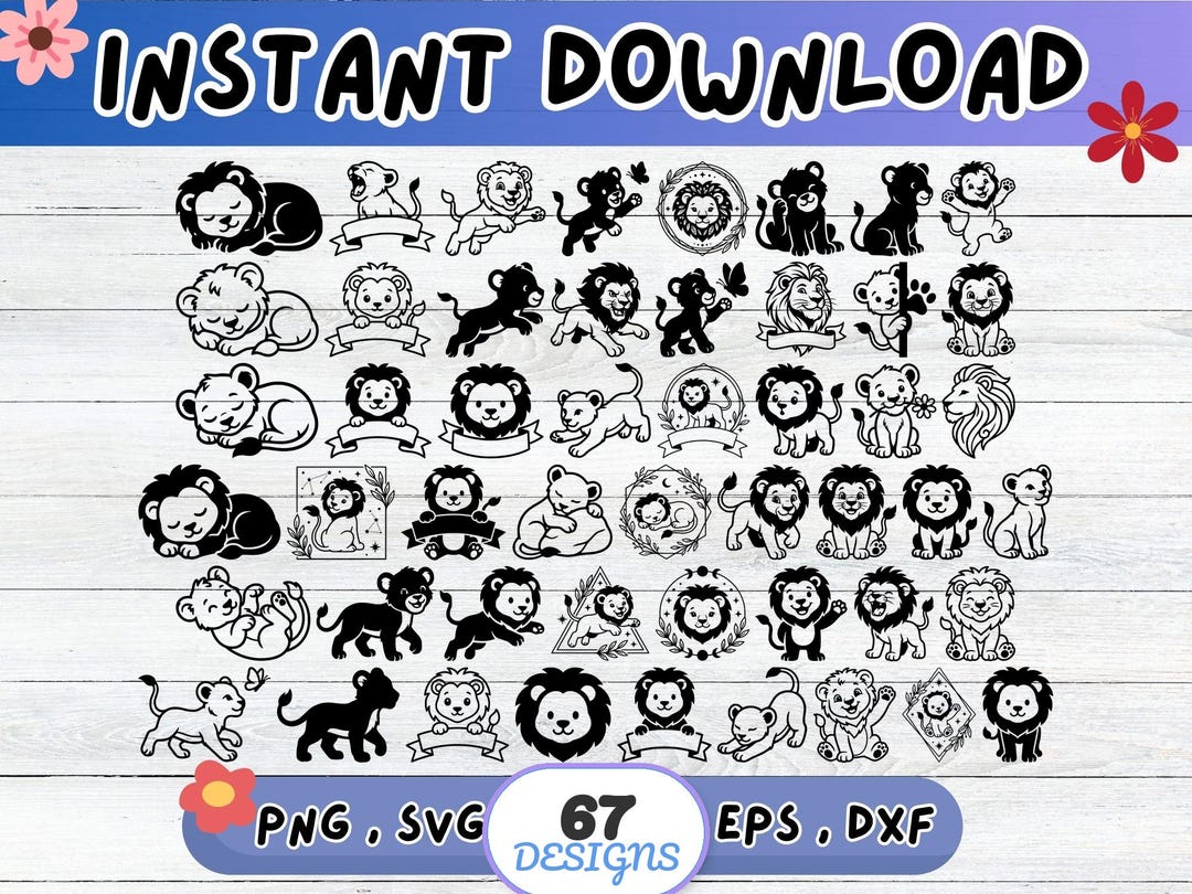 Cute Lion SVG Bundle, Cute Lion Cut File for Cricut Silhouette ...