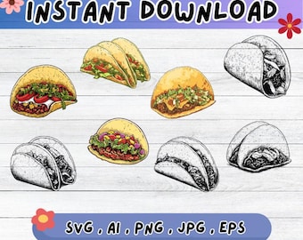 Taco Multilayer SVG-Bundle, Laser Cut-Datei, Papierschnitt für Cricut, CNC, Vektor Kunst Sublimationsdesign