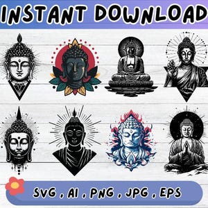 Buddha SVG bundle, Buddha Clipart Design, Cut Files For Decal, Sublimation Vector for Wall Art Decor, Png