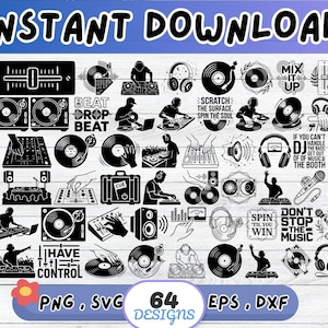 Dj SVG Bundle, Dj Cut File for Cricut Silhouette | Sublimation PNG, Stencil, Wall Art, Paper Cut