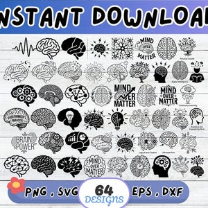 Brain SVG Bundle, Anatomy SVG, Cut File for Cricut Silhouette | Sublimation png, Stencil, Wall Art, Paper Cut